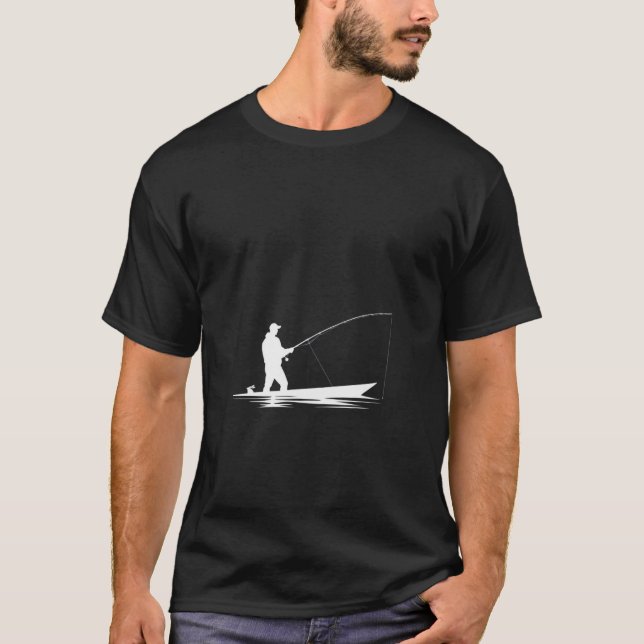 Fisherman Silhouette Boat Fishing T-Shirt (Frente)