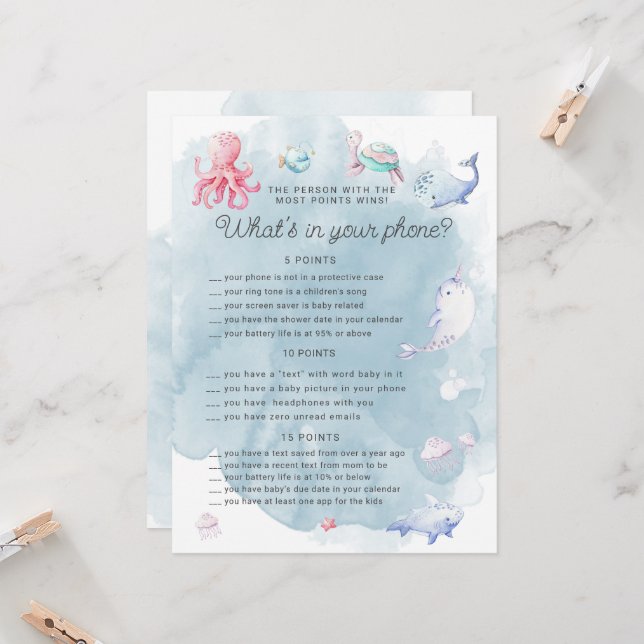 Fita Abaixo do Cartão de Telefone do Chá de fralda (Frente/Verso In Situ)