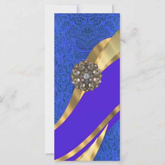 Fita azul de damasco e dourado (Frente)