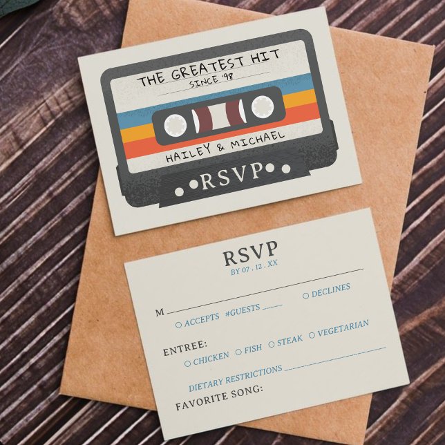 Fita Cassete Retroativa O RSVP de Casamento de Mai (Retro Cassette Tape The Greatest Hit Wedding RSVP)
