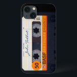fita de áudio retrorreflectora Nome 50º aniversári<br><div class="desc">Cassete de áudio antigo para personalizar com seu nome. 50ª Capas de iphone de aniversário.</div>