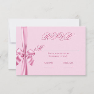 Fita de Cetim Rosa Simples para Casamento RSVP