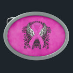 Fita de Consciência Rosa-Quente com Asas<br><div class="desc">Fita rosa quente com asas de anjo e um padrão de filigrana. A fita rosa-quente significa Sensibilização para o Cancer da Mama Inflamatória e Sensibilização para o Palato da Fenda/Lip da Fenda.</div>