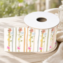 Fita de Grosgrain com Listras Florais Pastel para