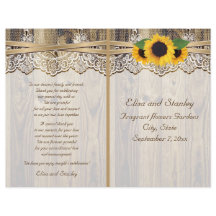 Fita de rendas e girassóis no programa de casament