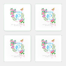 Fita de Rosa Rosa Aniversário de 40 anos 