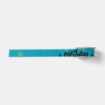 Fita de Seda Ramadan Kareem Dourado Turquesa