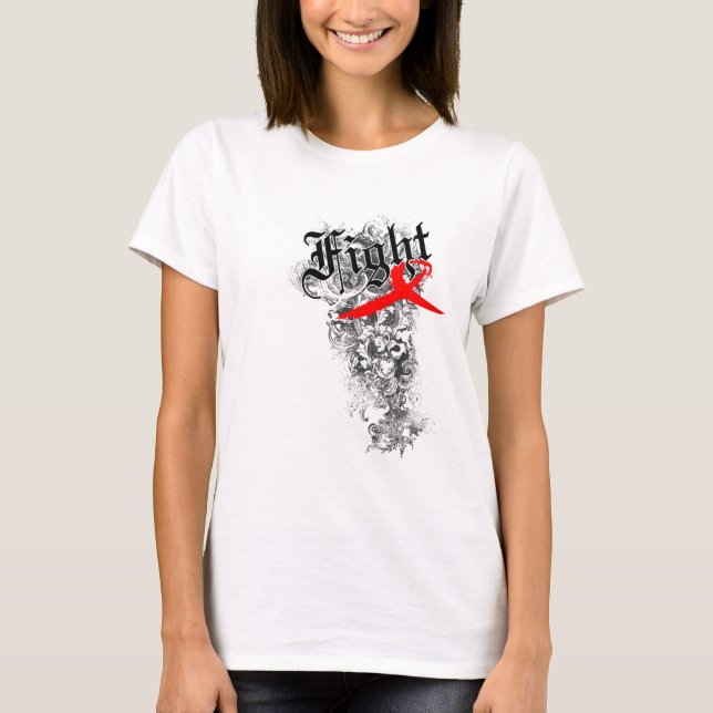 Fita do AIDS da luta - a camisa das mulheres (Frente)