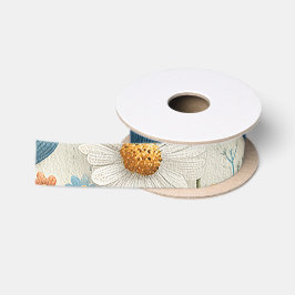 Fita Floral de Flor Silvestre Laranja Azul