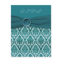 FITA IMPRESSA Cartão de Resposta Damask Teal Vinta