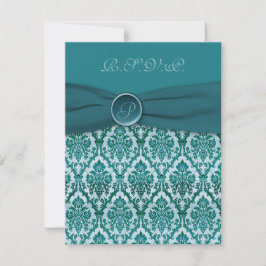 FITA IMPRESSA Cartão de Resposta Damask Teal Vinta