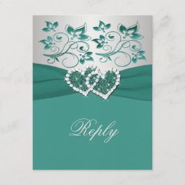 FITA IMPRESSA Cartão de Resposta Floral Prata e Az