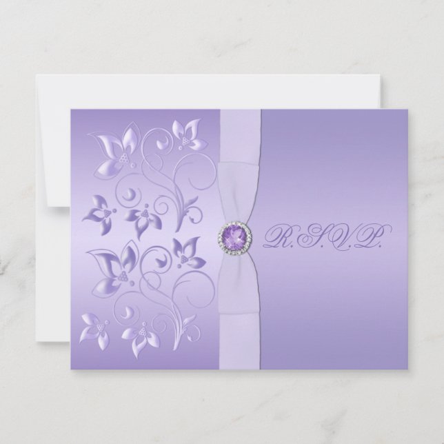FITA IMPRESSA Cartão RSVP com Flores de Lavanda e  (Frente)