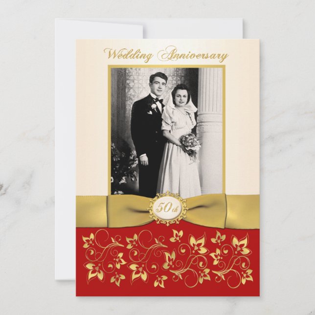 FITA IMPRESSA Vermelha, Marfim Convite de Aniversá (Frente)