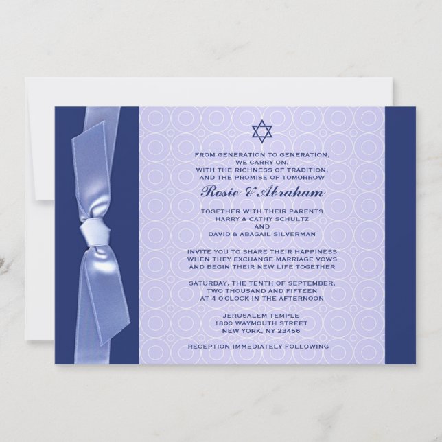 Fita judaica que Wedding convites lisos (Frente)