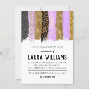 Fita Metálica Dourada e Convite de Aniversário de