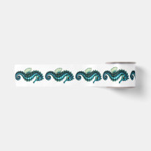 Fita para embrulho de presente Turquoise Seahorse