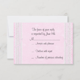 Fita rosa de fita e placa de resposta RSVP de rend