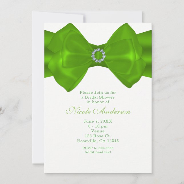 Fita Verde Lima & Diamantes Convites Elegantes (Frente)
