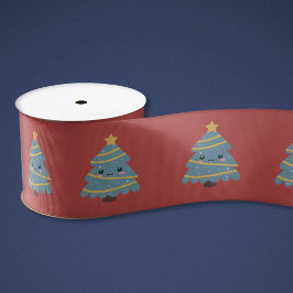 Fita Vermelha com Árvore de Natal Kawaii