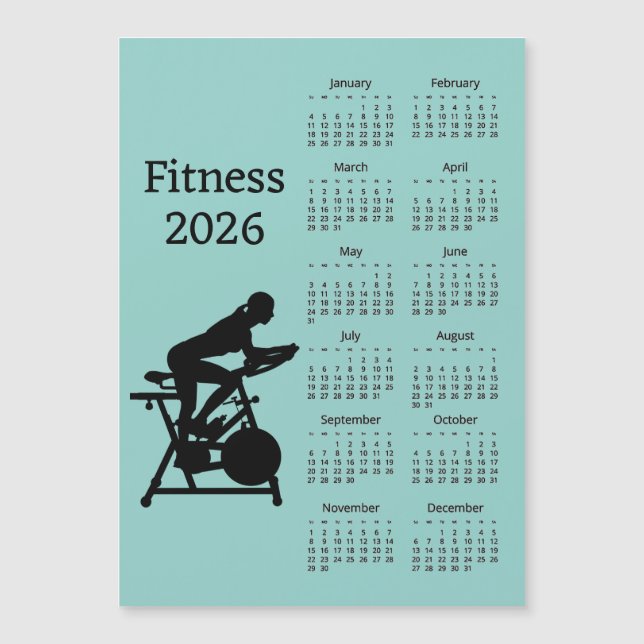 Fitness 2026 Calendar Magnetic Card (Frente)