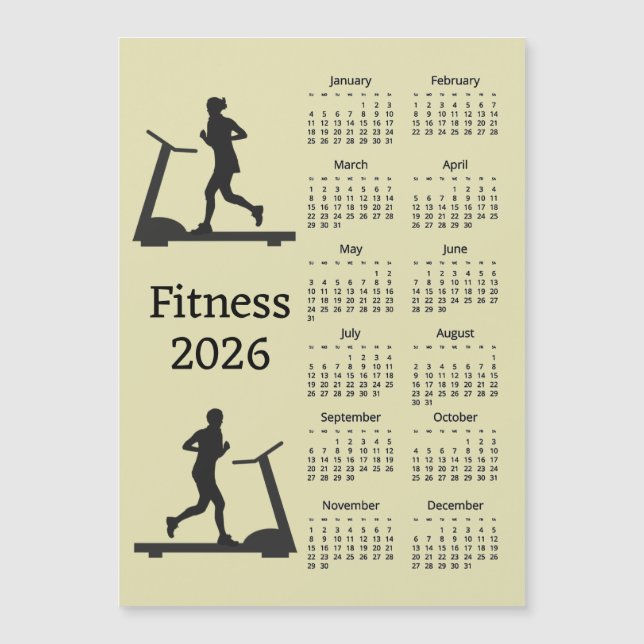 Fitness Treadmill 2026 Calendar Magnetic Card (Frente)