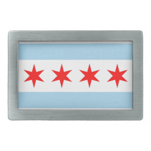 Fivela de cinto com a bandeira estado de Chicago,