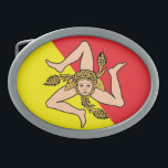 Fivela de cinto da bandeira de Sicília<br><div class="desc">A fivela de cinto de Sicília tem a brasão da ilha de Sicília. Esta é uma das regiões as mais bonitas e as mais históricas de Italia. Esta fivela de cinto será uma adição proeminente ao wardrobe de seu homem favorito (ou de mulher demasiado). Para mais artigos goste disto, visita:...</div>