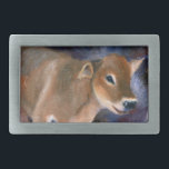 Fivela de cinto da vitela do suíço de Brown<br><div class="desc">De uma pintura a óleo original do aceo por Brenda Thour de uma vitela adorável do suíço de Brown nós vimos nos jardins zoológicos de Minnesota nomeados Tolbie.  Copyright por Brenda Thour 2008.</div>