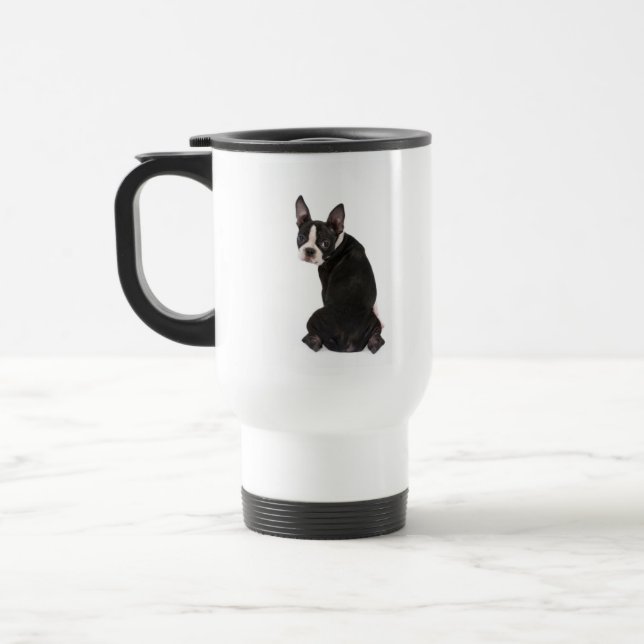 Fiz eu faço essa caneca de viagem do cão de Boston (Esquerda)