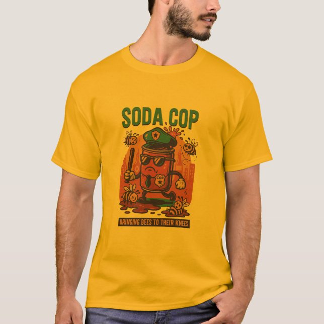 Fizz Force Soda Cop T-Shirt – Funny Retro (Frente)