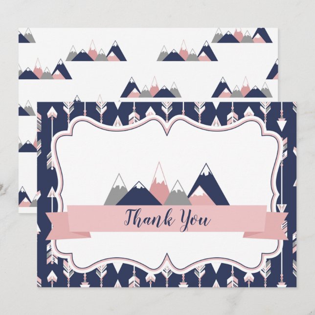 Flagrante Obrigado Cartões Montanhas Pensadas (Frente/Verso)