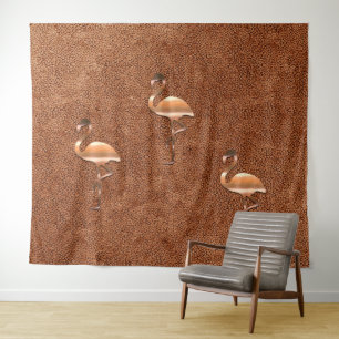 Flair Dourado Flamingo Tapeçaria Tropical