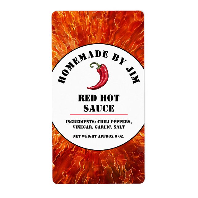 Flames Red Hot Chili Molho Pepper Etiqueta (Criador carregado)
