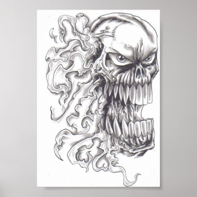 Flaming Demonic Art Poster (Frente)