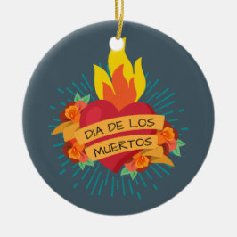 Flaming Heart Dia de los Muertos | Ornamento