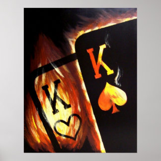 Flaming Pocket Kowboys Poker Poster por Teo