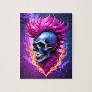 Flaming Punk Skull Quebra-cabeça