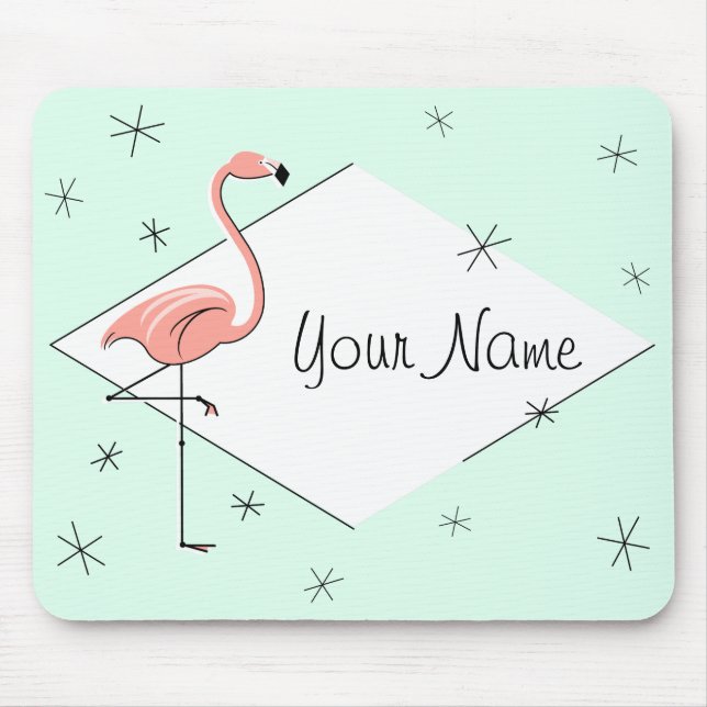 Flamingo Aqua Diamond Name mousepad (Frente)