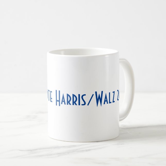 FLAmingo azul com caneca de pérolas. Vote Harris/W (Frente Esquerda)