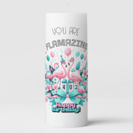 Flamingo Birthday Pillar Candle