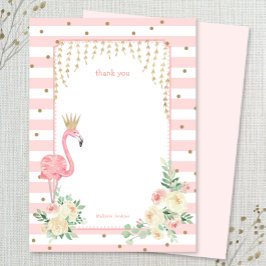 Flamingo com cartões de agradecimentos de ouro