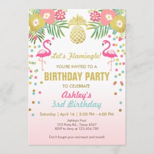 Flamingo Convite de aniversário Tropical Havaí