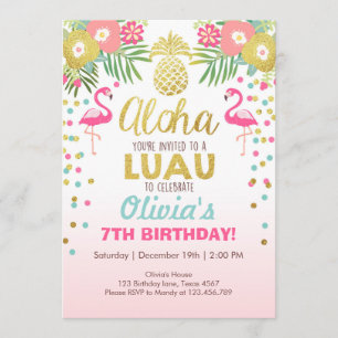 Flamingo convite de festas Tropical Birthday luau