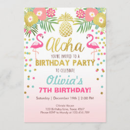 Flamingo convite de festas Tropical Birthday luau