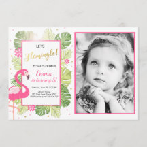 Flamingo convite de festas Tropical Birthday luau