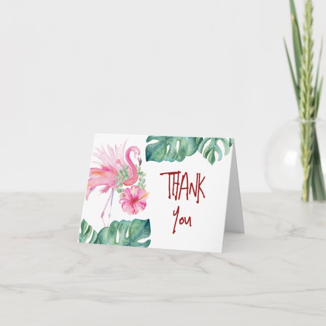 Flamingo Cor-De-Rosa Bonita Obrigado Cartões (Frente)