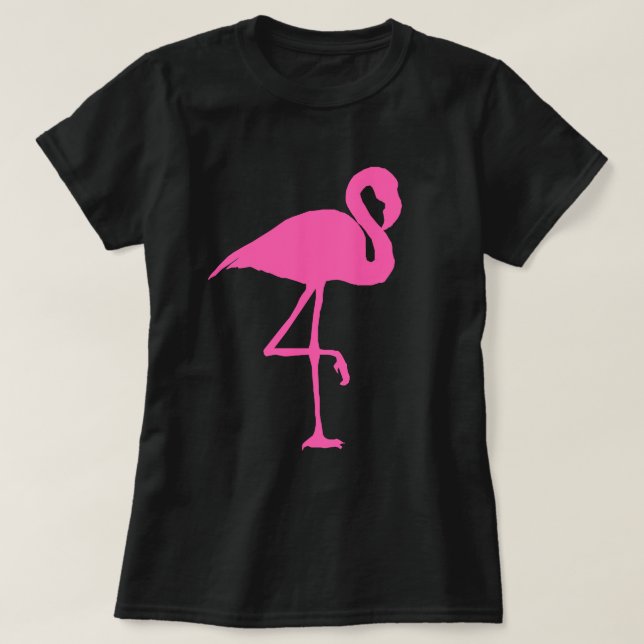FLAMINGO COR-DE-ROSA em t-shirt pretos (Frente do Design)