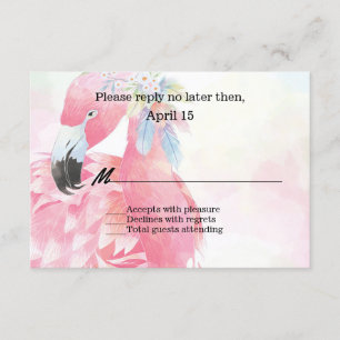 Flamingo cor-de-rosa que Wedding o cartão de RSVP