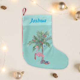 Flamingo de Natal Nome  Pequena Meia de Natal